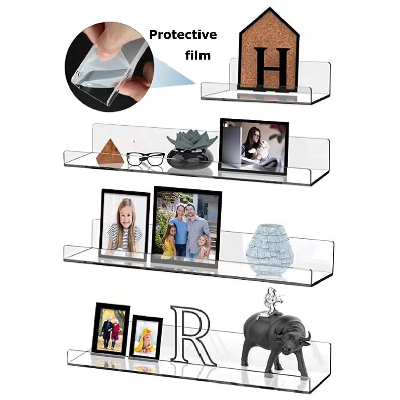 Clear Acrylic Book Stand Holder - 2피스 투명 아크릴 수납 랙 벽걸이