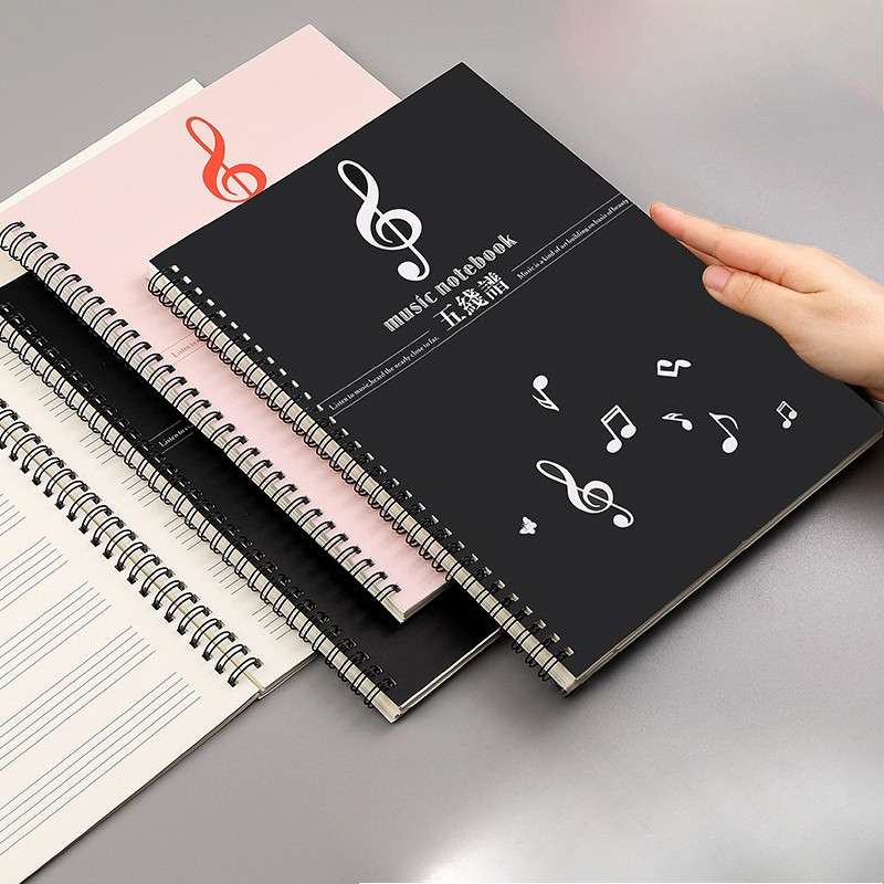 Blank Sheet Music Notebook - 스파이럴 제본 악보 노트, 와이드 스태프