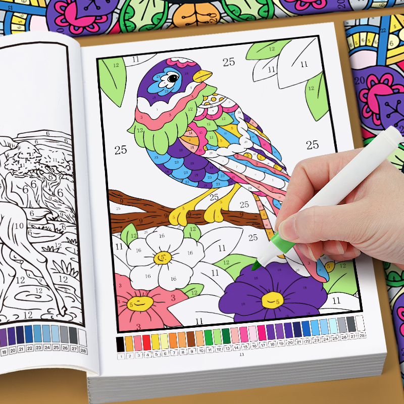 Adult Coloring Book Stress Relief - 성인용 숫자 색칠 공부 책 32페이지