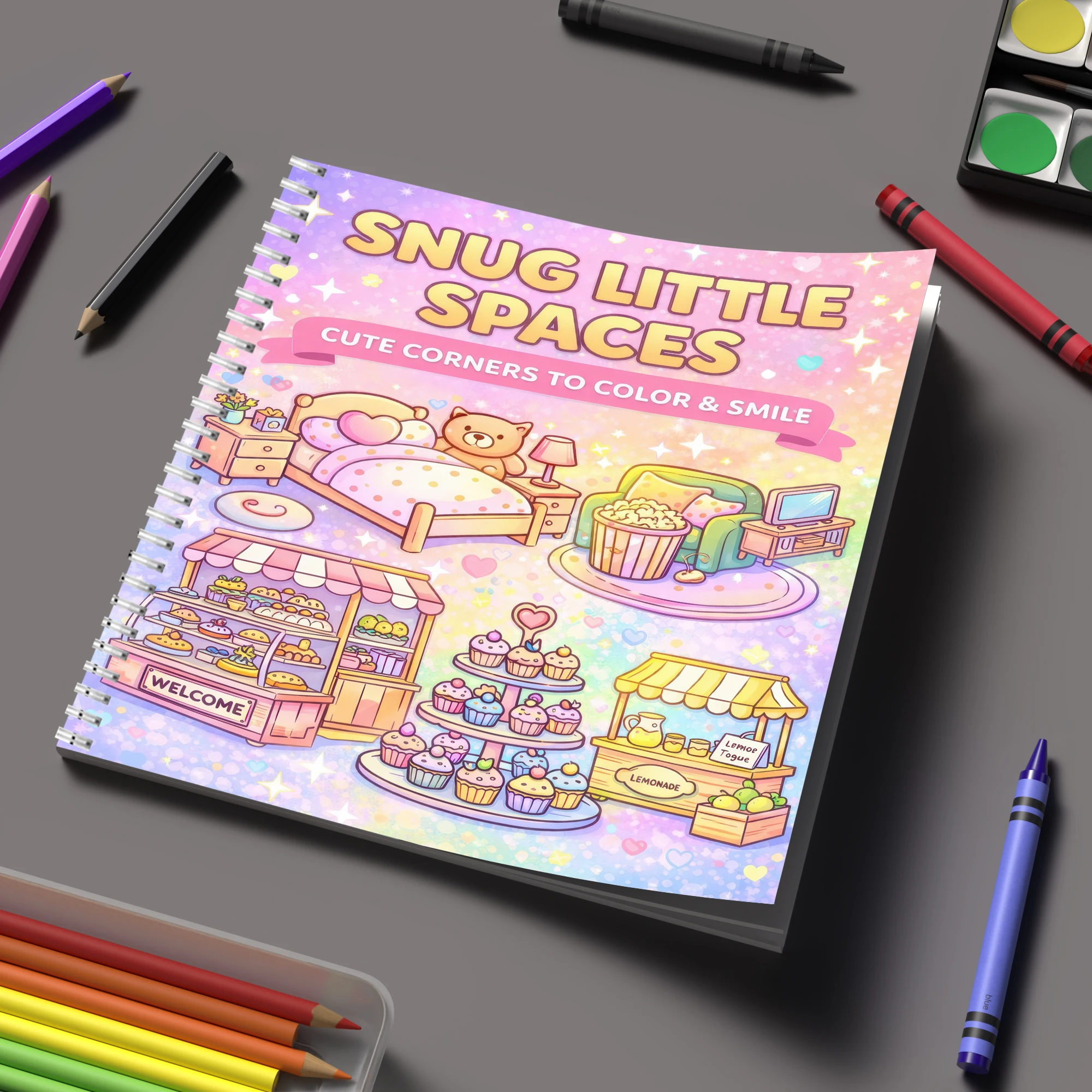 Adult Coloring Book Stress Relief - 컬러링북 성인용 작은 공간 컬러링북, 생일