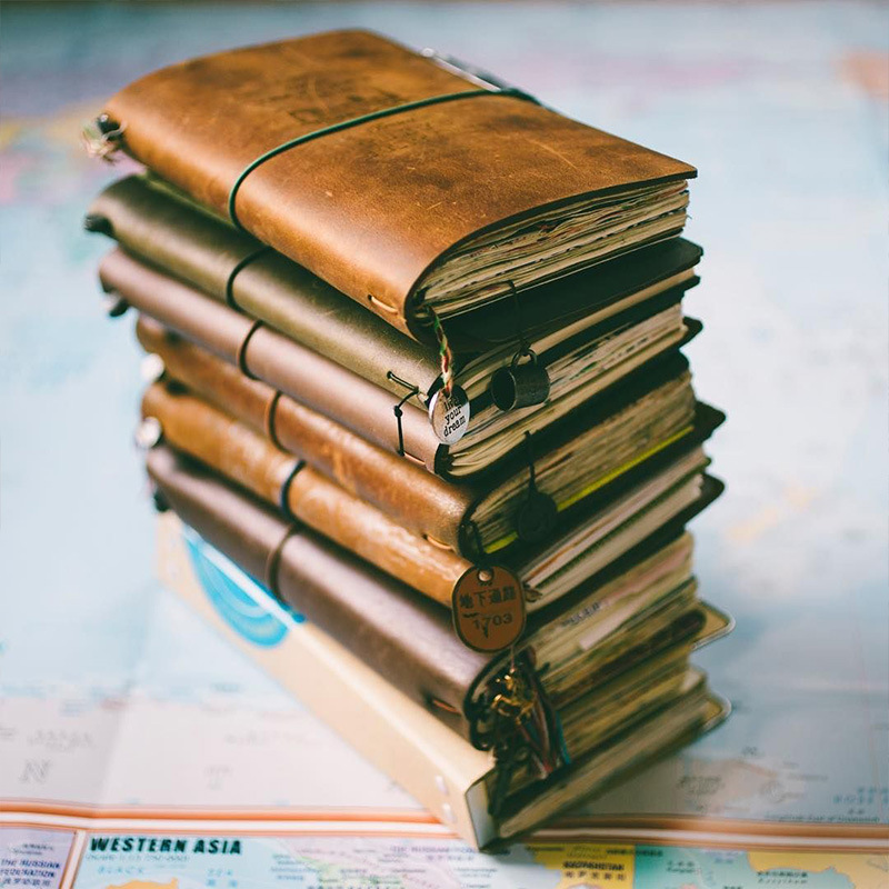 Vintage Leather Journal Notebook - 레트로 가죽 커버 노트북, 휴대용 저널,