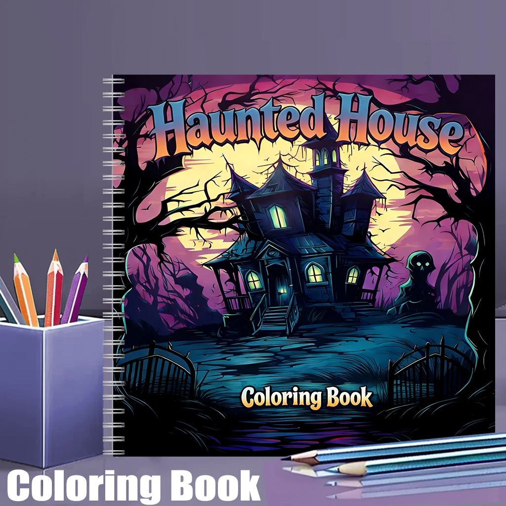 Adult Coloring Book Stress Relief - 성인용 유령의 집 색칠 공부 책,