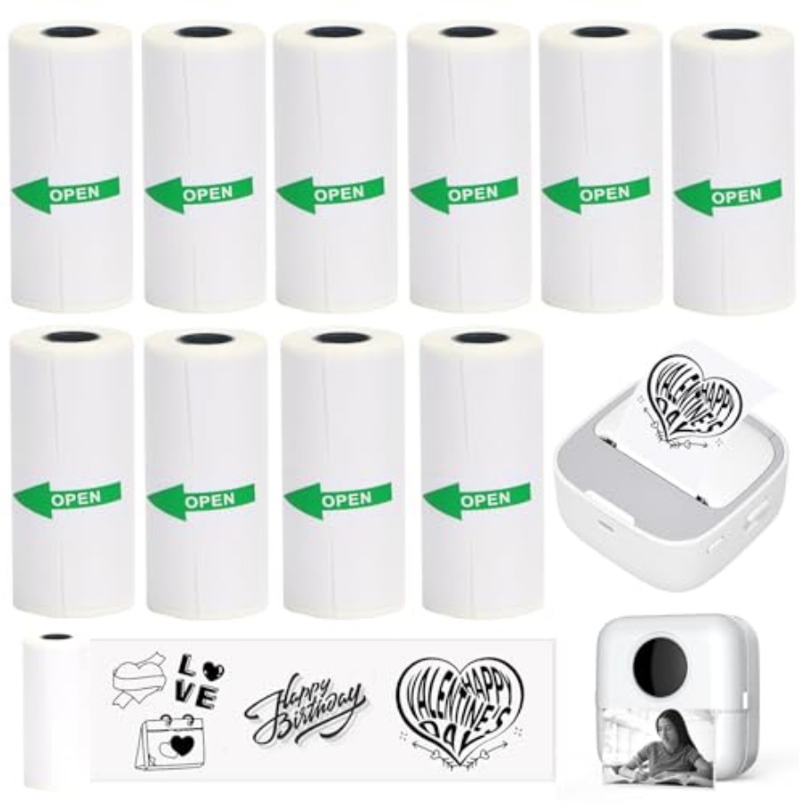 Mini Pocket Thermal Printer Paper Roll - 미니 프린터용 10롤 열전사 스티커 용지,