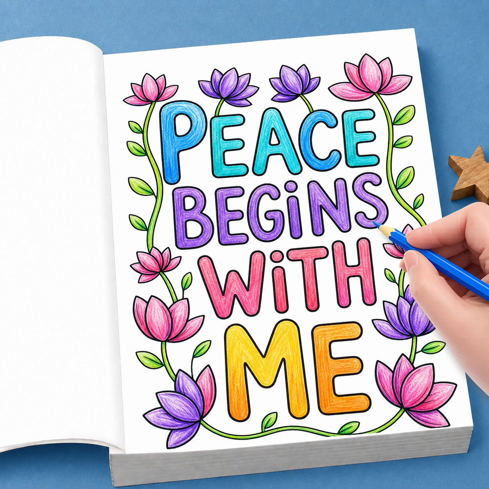 Adult Coloring Book Stress Relief - 28페이지 성인용 정신 건강 컬러링북, 긍정적