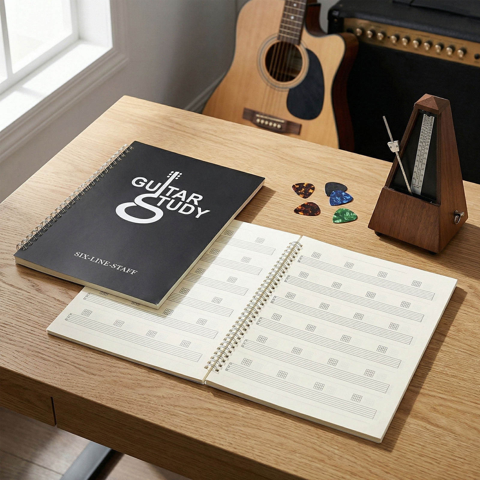 2개입 기타 타블라추어 노트 6현 빈 악보지 원고 노트 - Blank Sheet Music Notebook 리뷰 및 가격