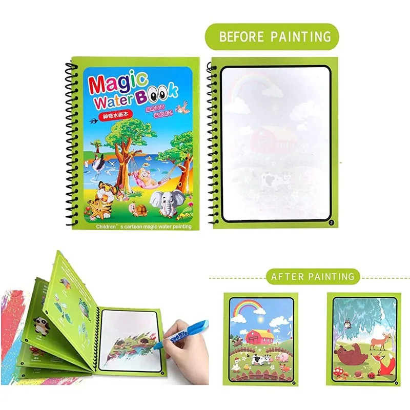 1pc 매직 워터 색칠하기 책 몬테소리 재사용 가능한  - Reusable Water Magic Coloring Book 리뷰 및 가격