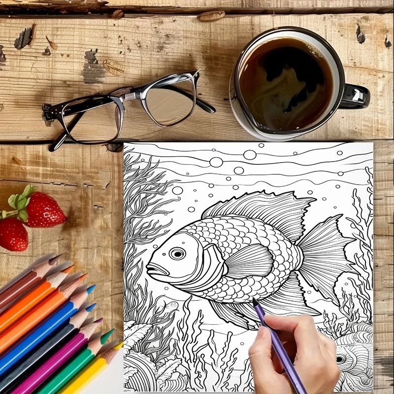성인을 위한 여름 수중 색칠책, 귀여운 해양 그림책,  - Adult Coloring Book Stress Relief 리뷰 및 가격