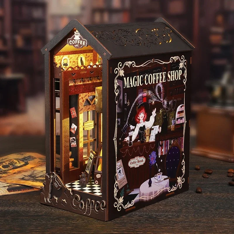 DIY 북눅 선반 인서트 키트 매직 커피숍 북엔드 미니 - Diy Wooden Book Nook Kit Shelf Insert 리뷰 및 가격
