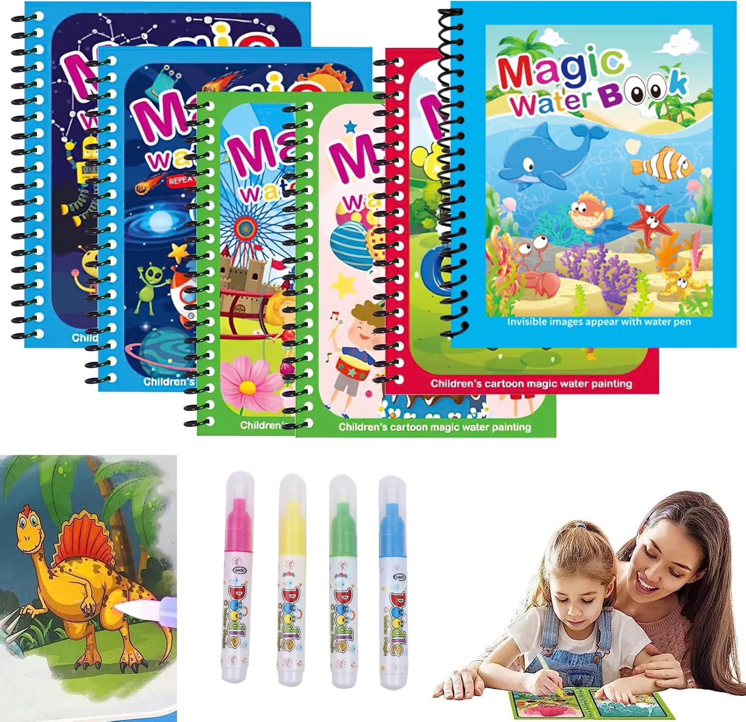 재사용 가능한 물채색 물펜 어린이 낙서 마법 물 그림책 - Reusable Water Magic Coloring Book 리뷰 및 가격